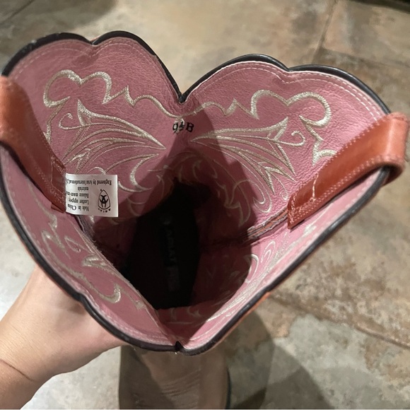 Ariat Women’s 9.5B Brown Rose Coral Leather Pointed Toe Pull On Cowgirl Boots - Picture 15 of 15